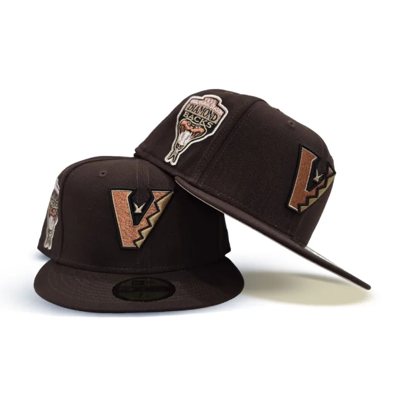 New Era Arizona Diamondbacks fitted hat pink, brown colorway - 1998 Inaugural Season Fitted: New Era’s Dark Brown Diamondbacks Pink Bottom Tribute