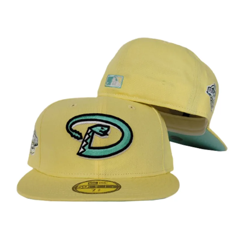 New Era Arizona Diamondbacks fitted hat green, yellow colorway - 2001 World Series Fitted: Arizona Diamondbacks Championship Tribute in Light Yellow and Mint Green