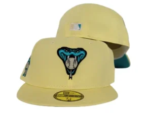 New Era Arizona Diamondbacks fitted hat yellow, teal colorway - 1998 Inaugural Season Fitted: New Era Drops Arizona Diamondbacks Light Yellow Tribute
