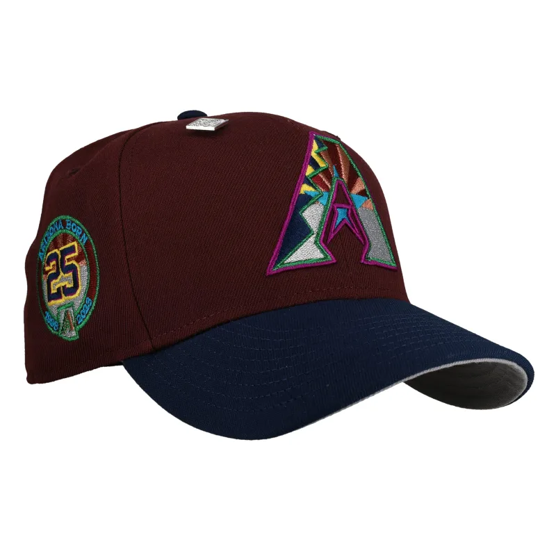 New Era Arizona Diamondbacks fitted hat navy, grey, red, maroon colorway - Silver Anniversary Fitted: New Era Drops Diamondbacks 25th Anniversary Maroon/Navy Metallic
