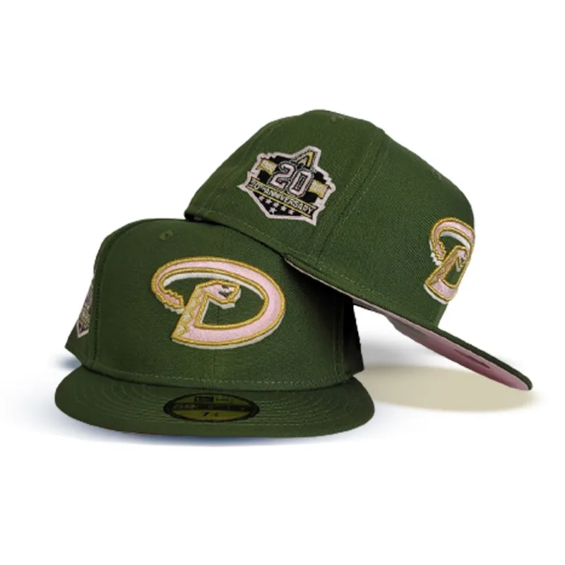 New Era Arizona Diamondbacks fitted hat green, pink, olive colorway - 20th Anniversary Fitted: New Era Celebrates Diamondbacks’ Milestone with Olive Green 59FIFTY