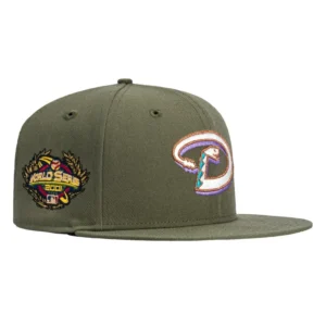 New Era Arizona Diamondbacks fitted hat Olive, Ivory colorway - Desert Glory Fitted: New Era’s Olive Diamondbacks 2001 World Series Tribute