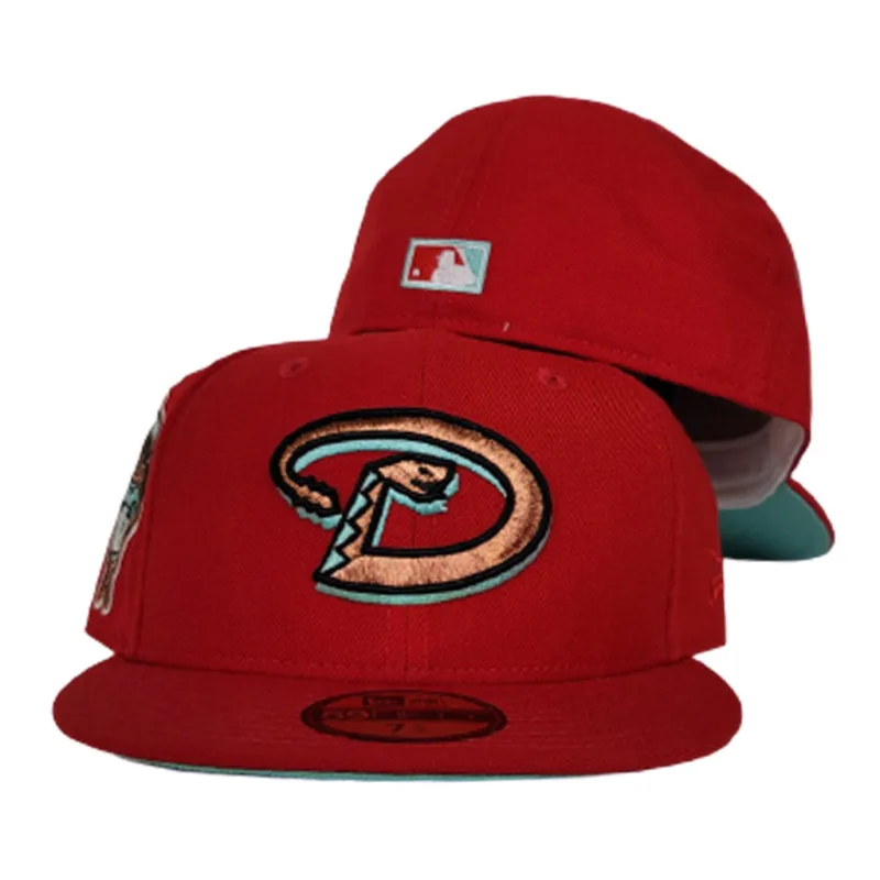 New Era Arizona Diamondbacks fitted hat red, green colorway - 1998 Inaugural Season Fitted: New Era Drops Diamondbacks Red and Mint Green 59FIFTY