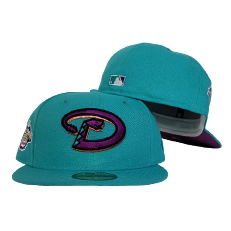 New Era Arizona Diamondbacks fitted hat purple, teal colorway - 2001 World Series Fitted: New Era’s Teal Diamondbacks Championship Tribute