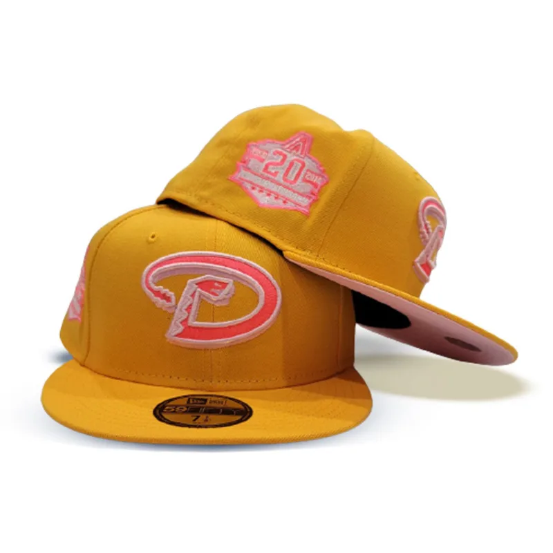 New Era Arizona Diamondbacks fitted hat pink, yellow colorway - 20th Anniversary Fitted: New Era’s Yellow and Pink Diamondbacks Emoji Pack Celebrates Two Decades