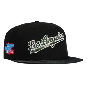 New Era Los Angeles Dodgers fitted hat Black, Black Camo colorway - 1981 World Series Fitted: New Era Honors Dodgers Championship with Black Camo Script Hat