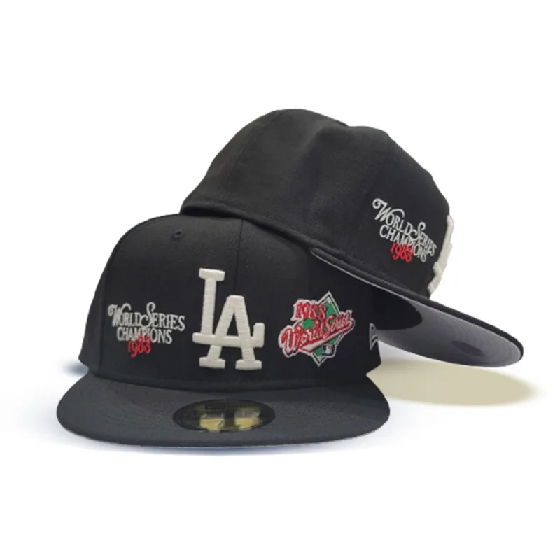 New Era Los Angeles Dodgers fitted hat black, gray colorway - 2004 World Series Fitted: New Era’s Black Dodgers Championship Tribute