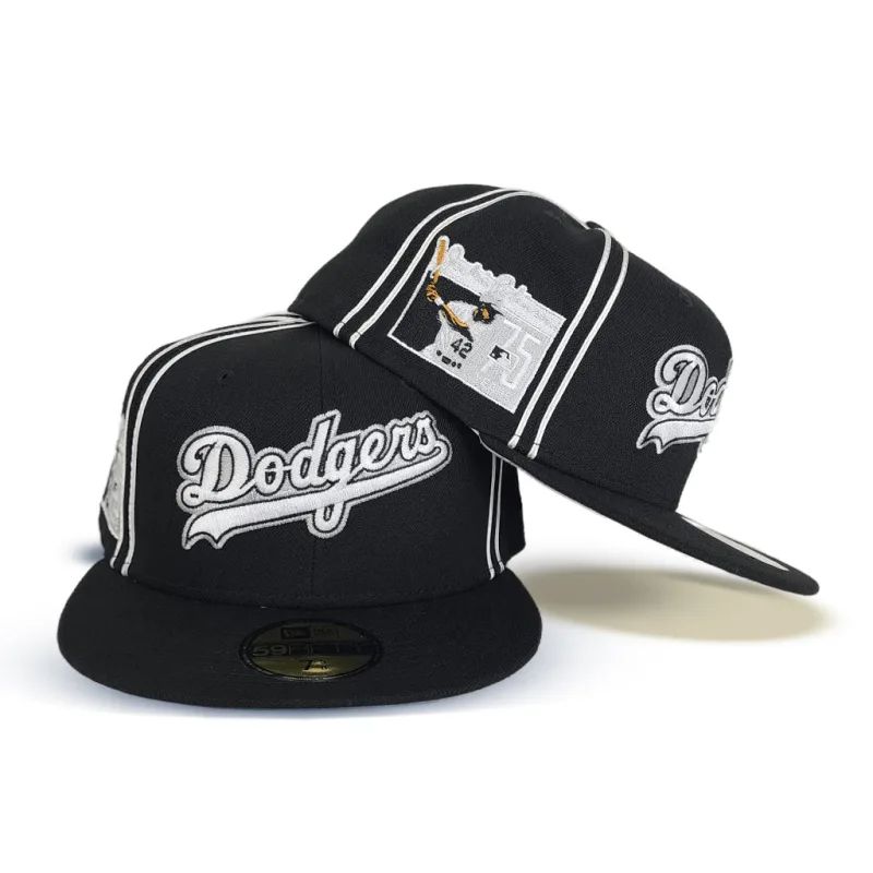 New Era Los Angeles Dodgers fitted hat black, gray colorway - New Era Drops Sleek Dodgers Fitted with Jackie Robinson 75th Anniversary Side Patch