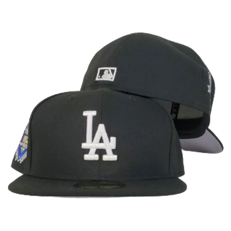 New Era Los Angeles Dodgers fitted hat black, grey colorway - 50th Anniversary Fitted: New Era Celebrates Dodgers Milestone with Black Grey Bottom 59FIFTY