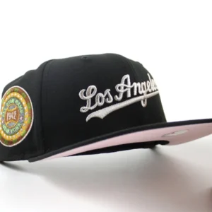 New Era Los Angeles Dodgers fitted hat Black Pink Under Brim colorway - 1942 All-Star Fitted: New Era Commemorates Wartime Baseball with Dodgers Black and Pink Release