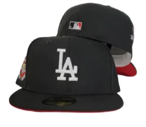 New Era Los Angeles Dodgers fitted hat black, red colorway - 50th Anniversary Fitted: New Era Honors Dodgers Milestone with Black and Red 59FIFTY