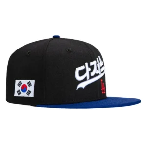 New Era Los Angeles Dodgers fitted hat Black, Royal colorway - New Era Drops Clean Dodgers Fitted with Korea Flag Patch