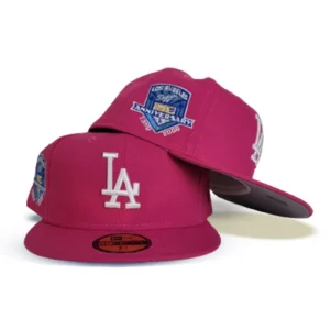 New Era Los Angeles Dodgers fitted hat grey, gray, pink colorway - 50th Anniversary Fitted: New Era Drops Bright Pink Dodgers Commemorative
