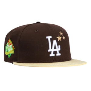 New Era Los Angeles Dodgers fitted hat Brown, Khaki colorway - New Era Dodgers Fitted Gets the ‘Viva Los Dodgers’ Treatment in Brown and Khaki