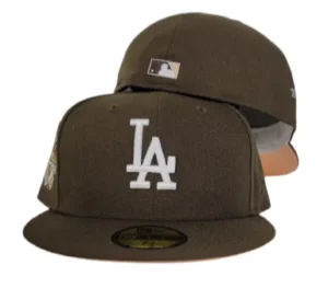 New Era Los Angeles Dodgers fitted hat yellow, brown colorway - 50th Anniversary Fitted: New Era Celebrates Dodgers Milestone with Brown and Yellow 59FIFTY