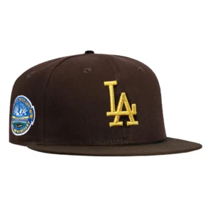 New Era Los Angeles Dodgers fitted hat Dark Brown, Metallic Gold colorway - Gold Rush Anniversary Fitted: New Era Celebrates 50 Years of Dodgers Stadium History