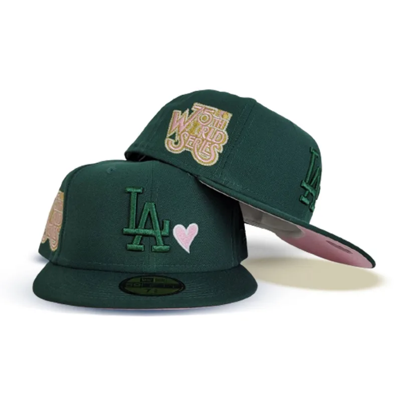 New Era Los Angeles Dodgers fitted hat green, pink colorway - New Era Drops Fresh Dodgers Fitted with Dark Green Crown and Pink Bottom