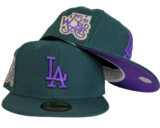New Era Los Angeles Dodgers fitted hat green, purple colorway - New Era Drops Fire Dodgers Fitted with 75th World Series Patch