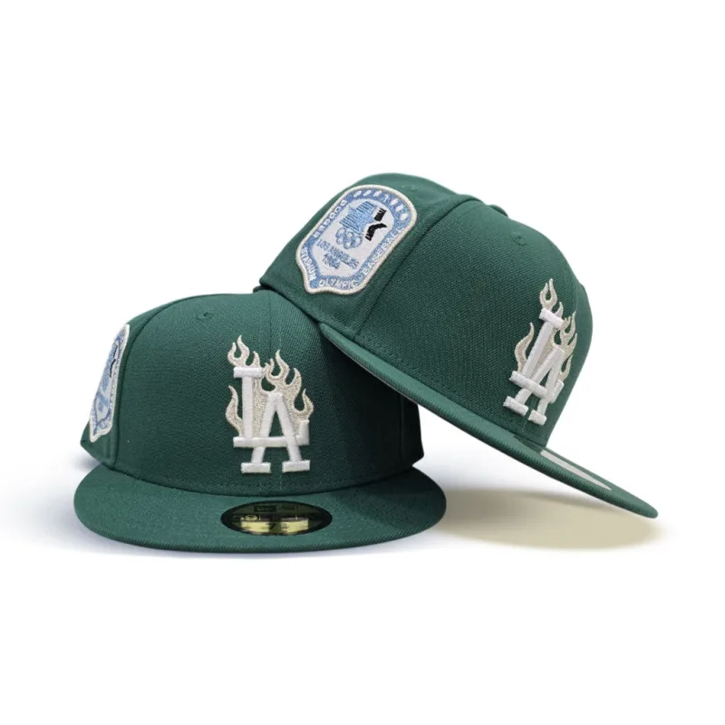 New Era Los Angeles Dodgers fitted hat gray, green colorway - New Era Drops Clean Dodgers Fitted with 1984 Olympic Side Patch