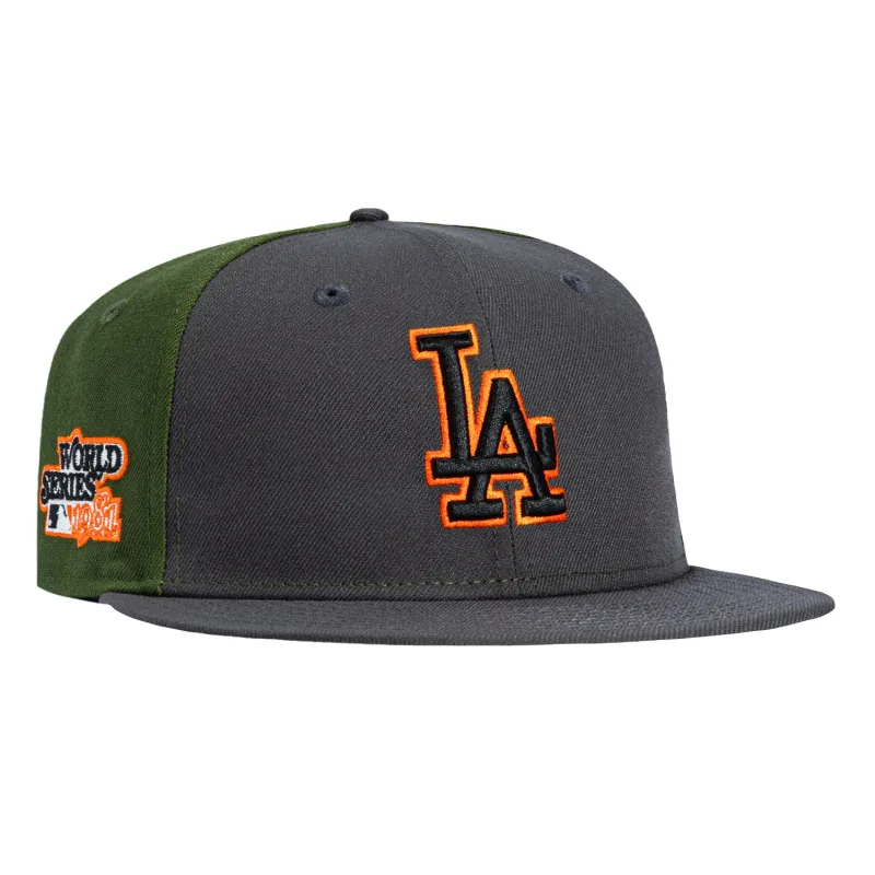 New Era Los Angeles Dodgers fitted hat Graphite, Olive colorway - 1981 World Series Fitted: New Era’s Dodgers Championship Tribute in Graphite and Olive