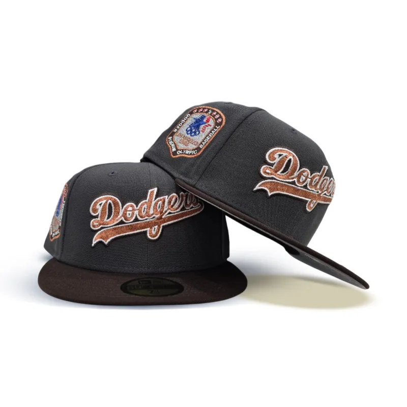 New Era Los Angeles Dodgers fitted hat gray, brown colorway - New Era Drops Clean Dodgers Fitted with 1984 Olympic Side Patch