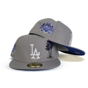 New Era Los Angeles Dodgers fitted hat gray, blue, royal colorway - Dodgers Century Fitted: New Era Celebrates 100 Years of Brooklyn and LA History