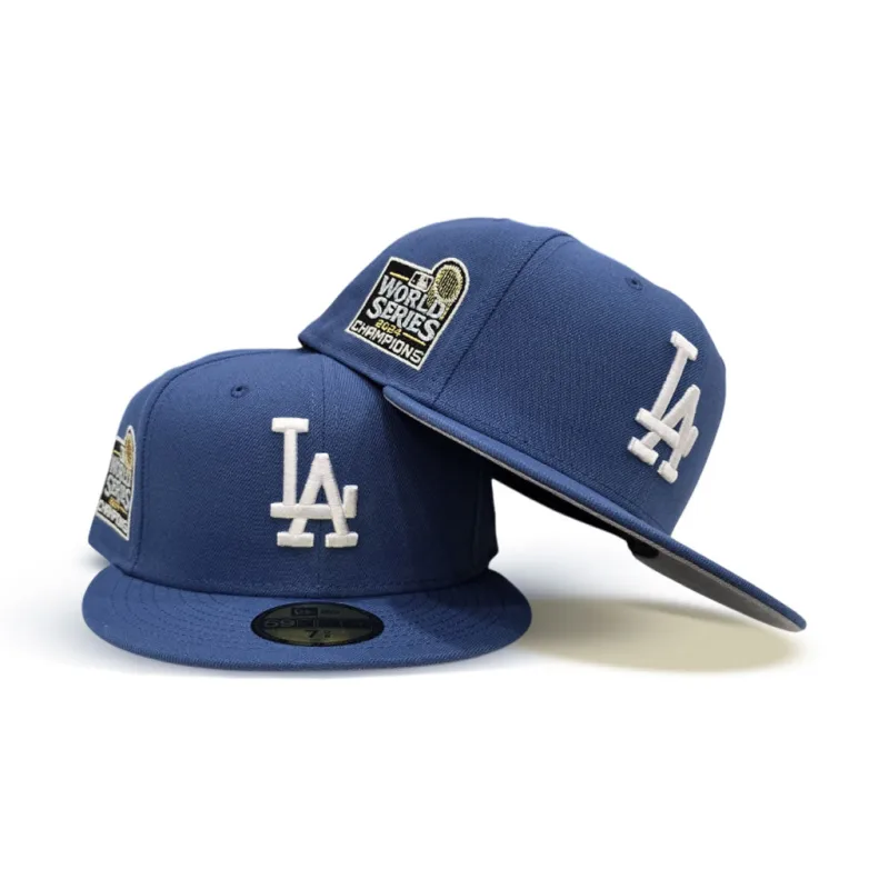 New Era Los Angeles Dodgers fitted hat gray, blue colorway - 2024 World Series Champions Fitted: New Era Honors Dodgers Historic Victory