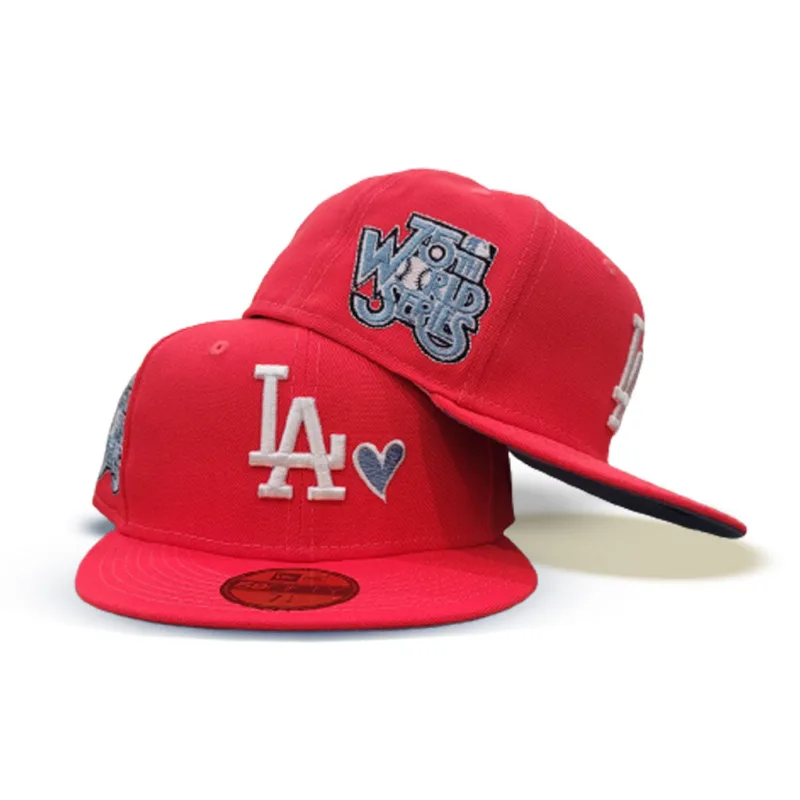 New Era Los Angeles Dodgers fitted hat red, blue, infrared colorway - New Era Drops Fire Dodgers Fitted with Infrared Heart and World Series Patch