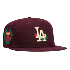 New Era Los Angeles Dodgers fitted hat Maroon colorway - 1963 World Series Fitted: New Era’s Valentine’s Day Dodgers Championship Tribute in Maroon