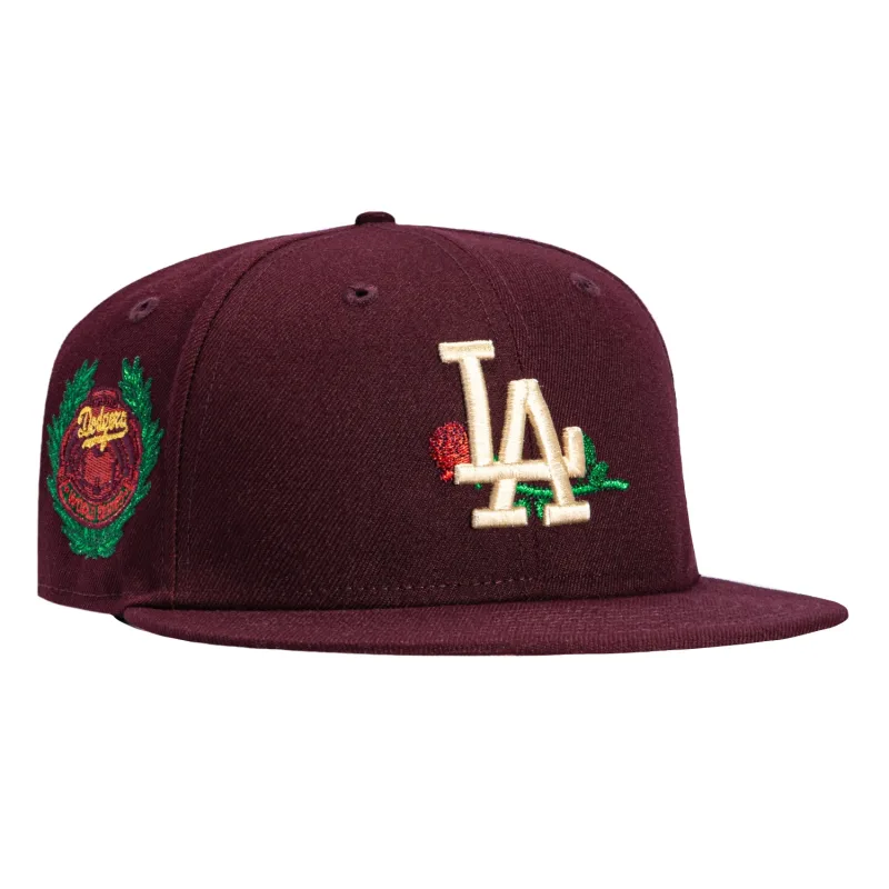 New Era Los Angeles Dodgers fitted hat Maroon colorway - 1963 World Series Fitted: New Era’s Valentine’s Day Dodgers Championship Tribute in Maroon