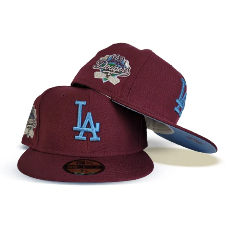 New Era Los Angeles Dodgers fitted hat blue, maroon colorway - Century of Excellence Fitted: New Era Celebrates Dodgers 100th Anniversary