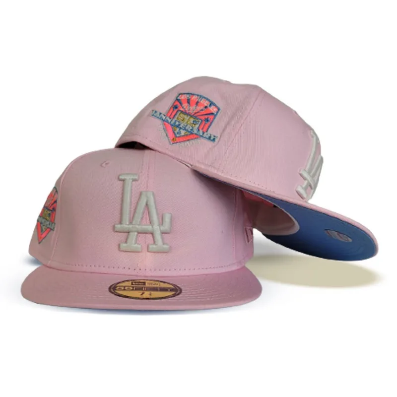 New Era Los Angeles Dodgers fitted hat blue, pink colorway - 50th Anniversary Fitted: New Era’s Glow-in-the-Dark Dodgers Tribute Lights Up the Collection