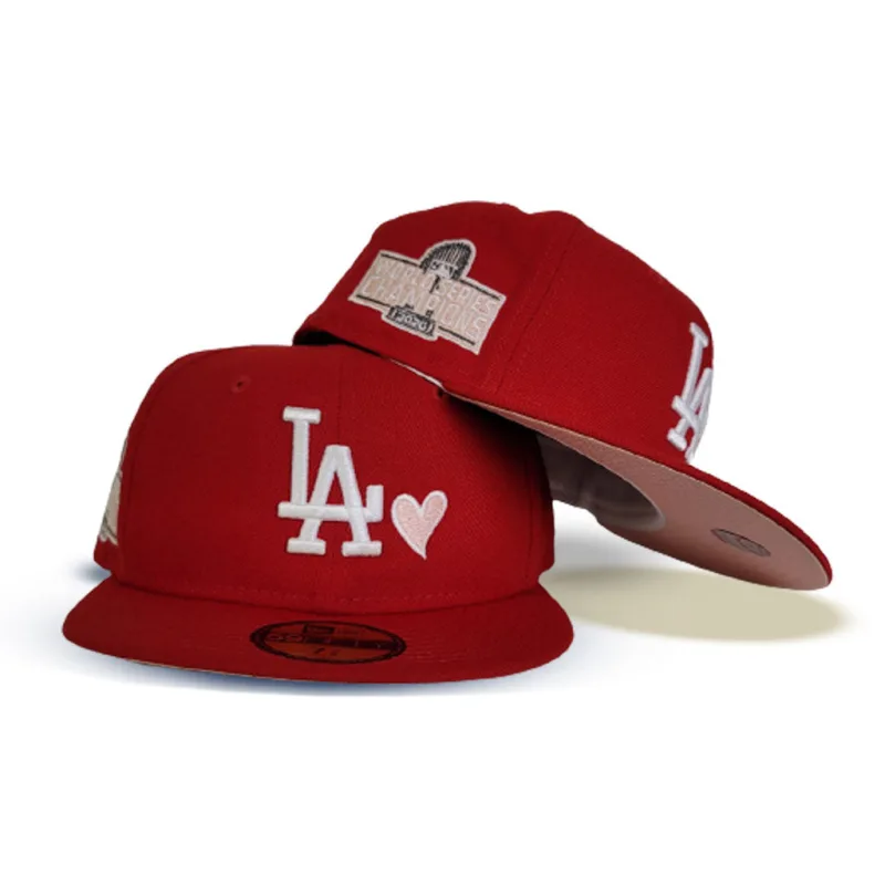 New Era Los Angeles Dodgers fitted hat red colorway - 2020 World Series Champions Fitted: New Era’s Red Heart Dodgers Title Tribute