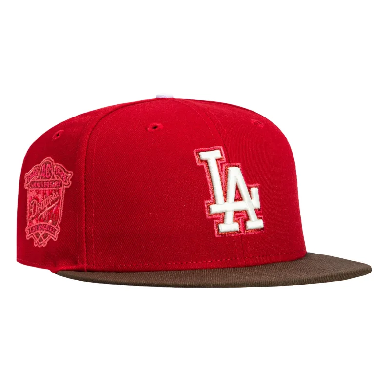 New Era Los Angeles Dodgers fitted hat Red, Brown colorway - 40th Anniversary Fitted: New Era Drops Dodgers Pink UV Tribute in Red and Brown