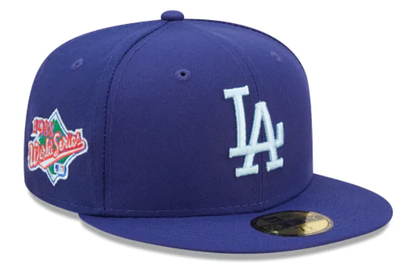 New Era Los Angeles Dodgers fitted hat blue, royal colorway - 1988 World Series Fitted: New Era’s Royal Blue Dodgers Championship Tribute with Clouds Bottom
