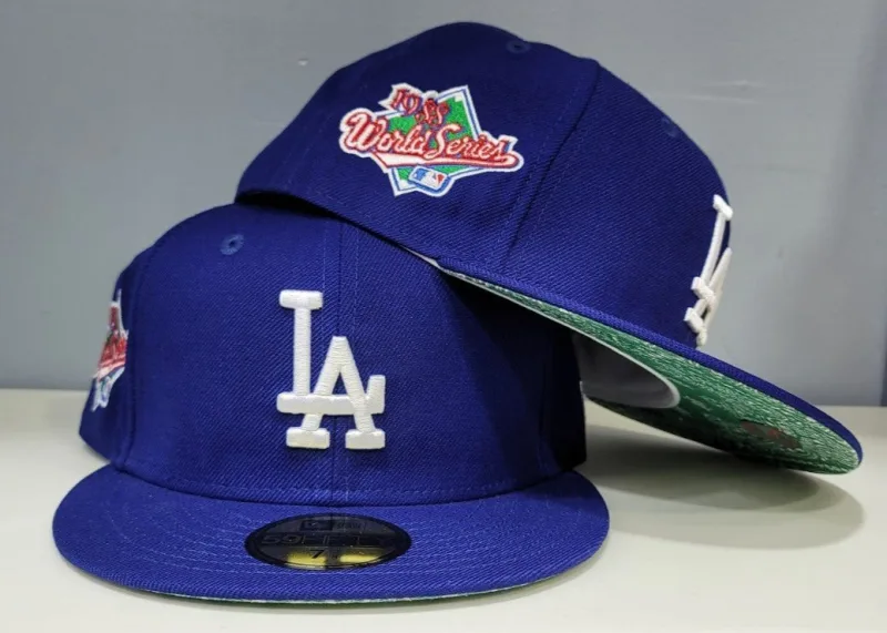 New Era Los Angeles Dodgers fitted hat blue, green, royal colorway - 1988 World Series Fitted: New Era’s Royal Blue Dodgers Championship Tribute with Green Paisley Twist