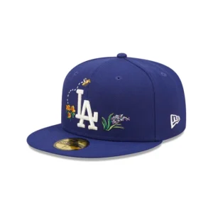 New Era Los Angeles Dodgers fitted hat blue, royal colorway - New Era Dodgers Fitted Features Stunning Watercolor Floral Bottom