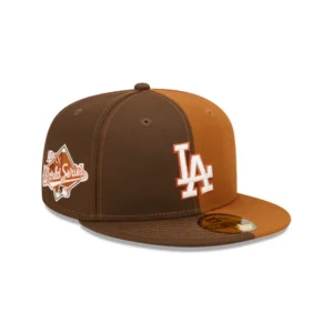 New Era Los Angeles Dodgers fitted hat orange, brown, tan colorway - 1988 World Series Fitted: New Era Drops Dodgers Championship Split Design