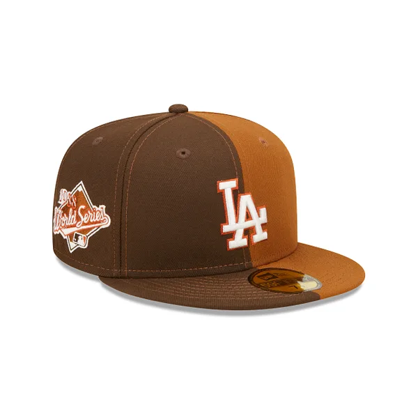 New Era Los Angeles Dodgers fitted hat orange, brown, tan colorway - 1988 World Series Fitted: New Era Drops Dodgers Championship Split Design