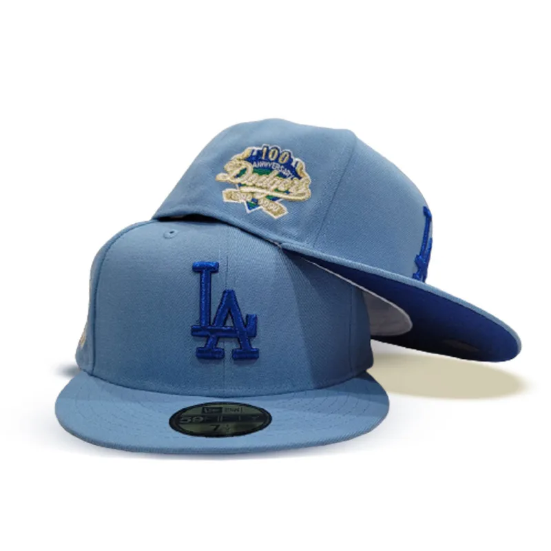 New Era Los Angeles Dodgers fitted hat blue, royal colorway - Century of Baseball Excellence Fitted: New Era’s Sky Blue Dodgers 100th Anniversary Drop