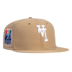New Era Los Angeles Dodgers fitted hat Tan, White colorway - Diamond Anniversary Fitted: New Era Celebrates 60 Years of Dodgers History in LA