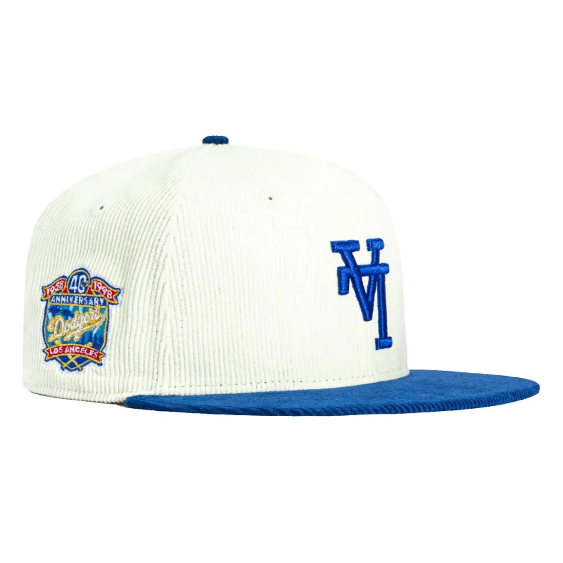 New Era Los Angeles Dodgers fitted hat White, Royal colorway - Anniversary Fitted: New Era Drops Dodgers 40th Anniversary Upside Down 59FIFTY