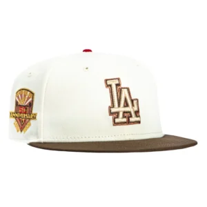 New Era Los Angeles Dodgers fitted hat White, Brown colorway - Valentine’s Day Fitted: New Era Drops White/Brown Dodgers 50th Anniversary Tribute