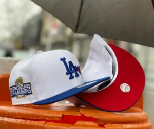 New Era Los Angeles Dodgers fitted hat white, red colorway - 2020 World Series Champions Fitted: New Era Celebrates Dodgers’ Historic Championship