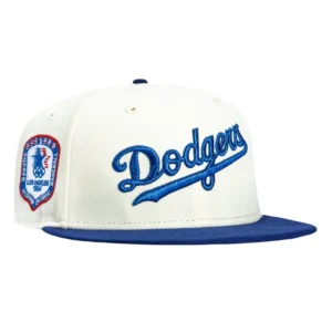New Era Los Angeles Dodgers fitted hat White, Royal colorway - New Era Drops Classic Dodgers Fitted with 1984 Olympic Stadium Patch