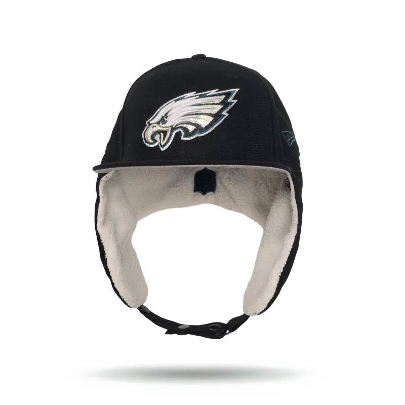 New Era Philadelphia Eagles fitted hat black, gray colorway - Eagles Fitted Gets Winter-Ready with New Era’s Dog Ear Flap 59FIFTY