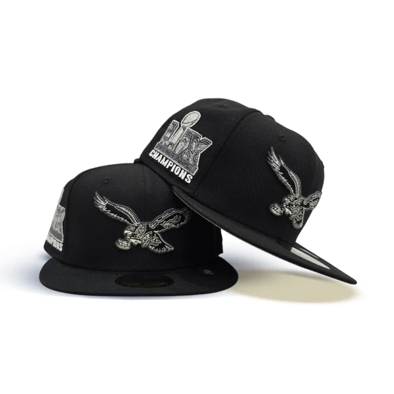 New Era Philadelphia Eagles fitted hat black, gray, green colorway - Super Bowl LIX Champions Fitted: New Era Drops Eagles Black and Gray Celebration Hat