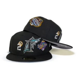 New Era Miami Marlins fitted hat black, gray colorway - New Era Drops Clean Marlins Fitted Celebrating Two World Series Championships