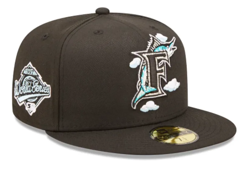 New Era Miami Marlins fitted hat black, blue colorway - 1997 World Series Fitted: New Era Honors the Marlins’ Miracle Championship Run