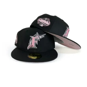 New Era Miami Marlins fitted hat black, pink colorway - 2003 World Series Fitted: New Era Celebrates Marlins Championship Glory with Pink Paisley Tribute